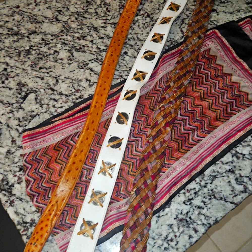 Stylish Women's Belt Set - White, Orange, Brown